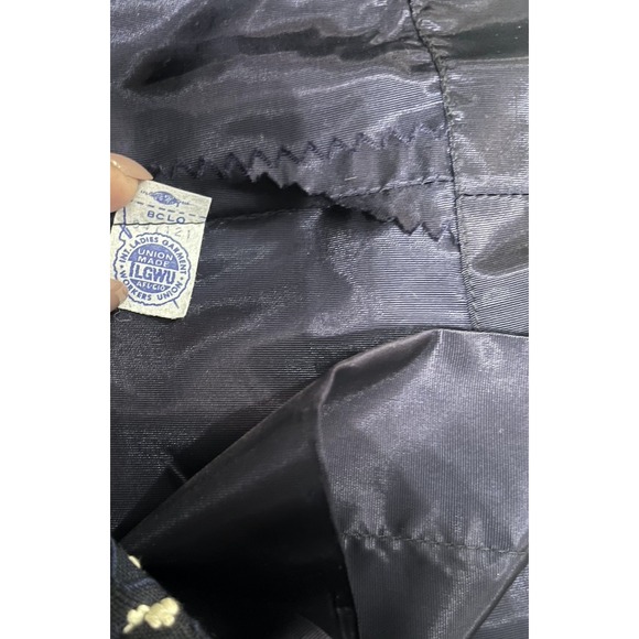 Vintage 60s RONA Shirt Dress W/ Contrasting Collar And Cuffs Pleat Navy - Picture 9 of 11